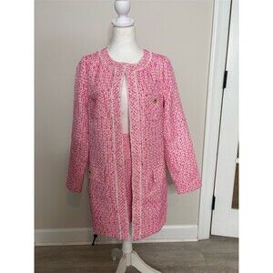 Lilly Pulitzer Dashielle Tweed Jacket‎ Pink Palms  Womens Size 4 NWT